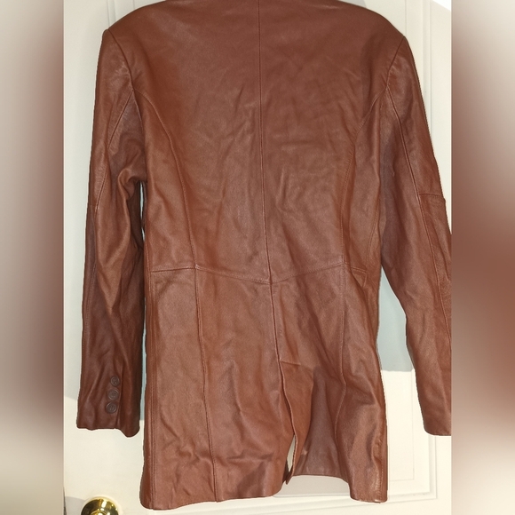 PAMELA MCCOY Vintage Winter Work Brown butterly Leather Jacket Blazer M (#1,210) - Picture 10 of 11